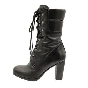 Prada Leather Lace Up Combat Booties
